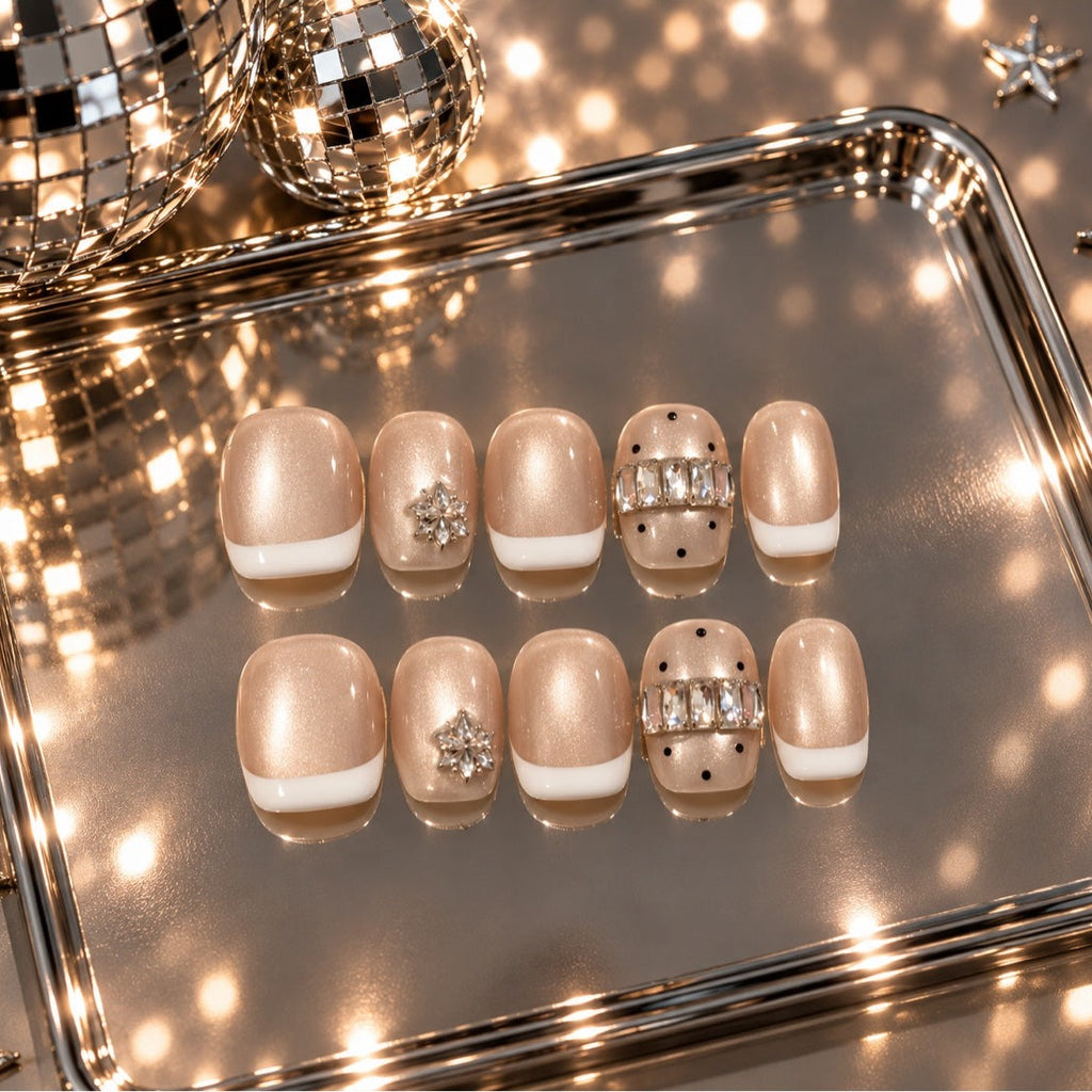 Champagne Starlight press-on nails