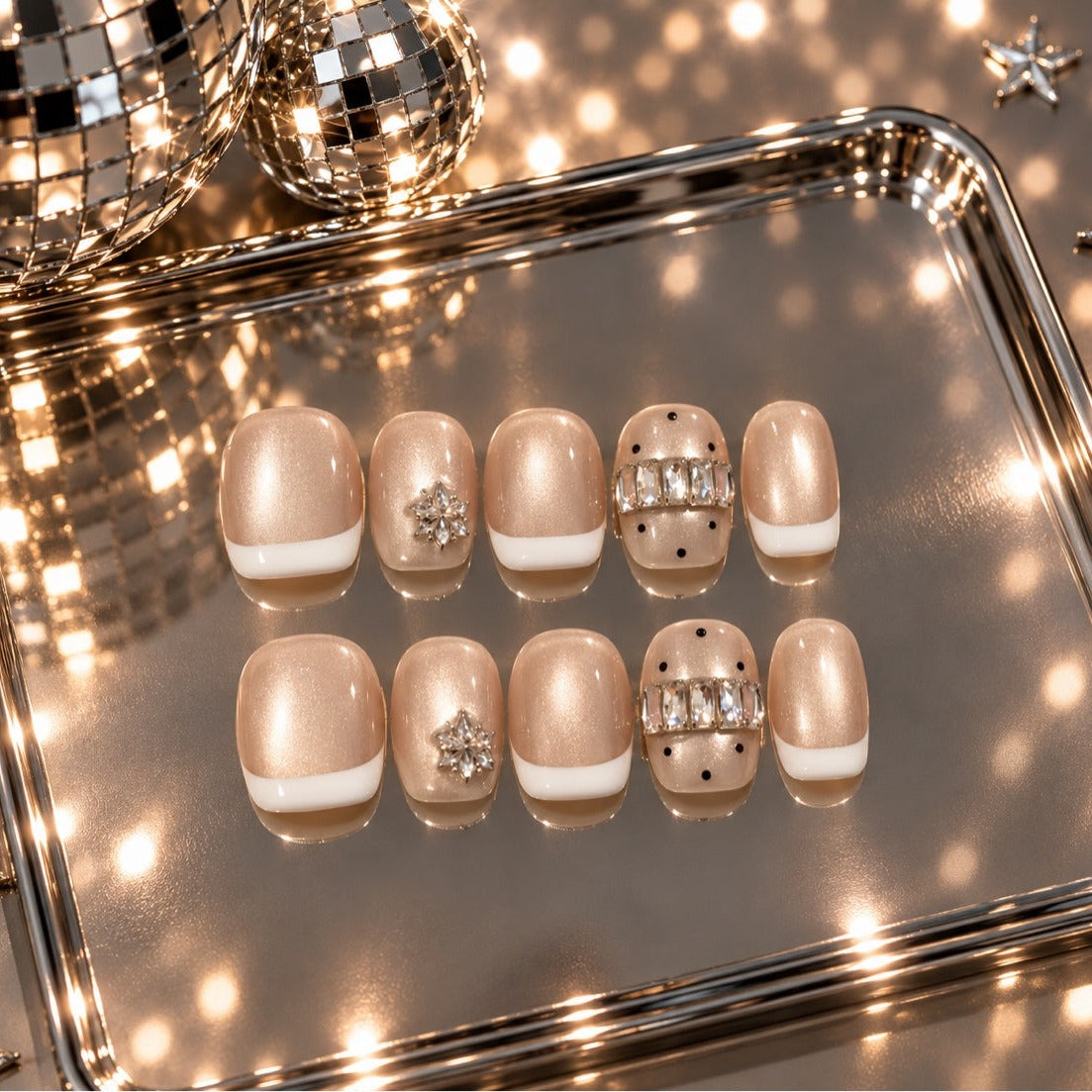 Champagne Starlight press-on nails