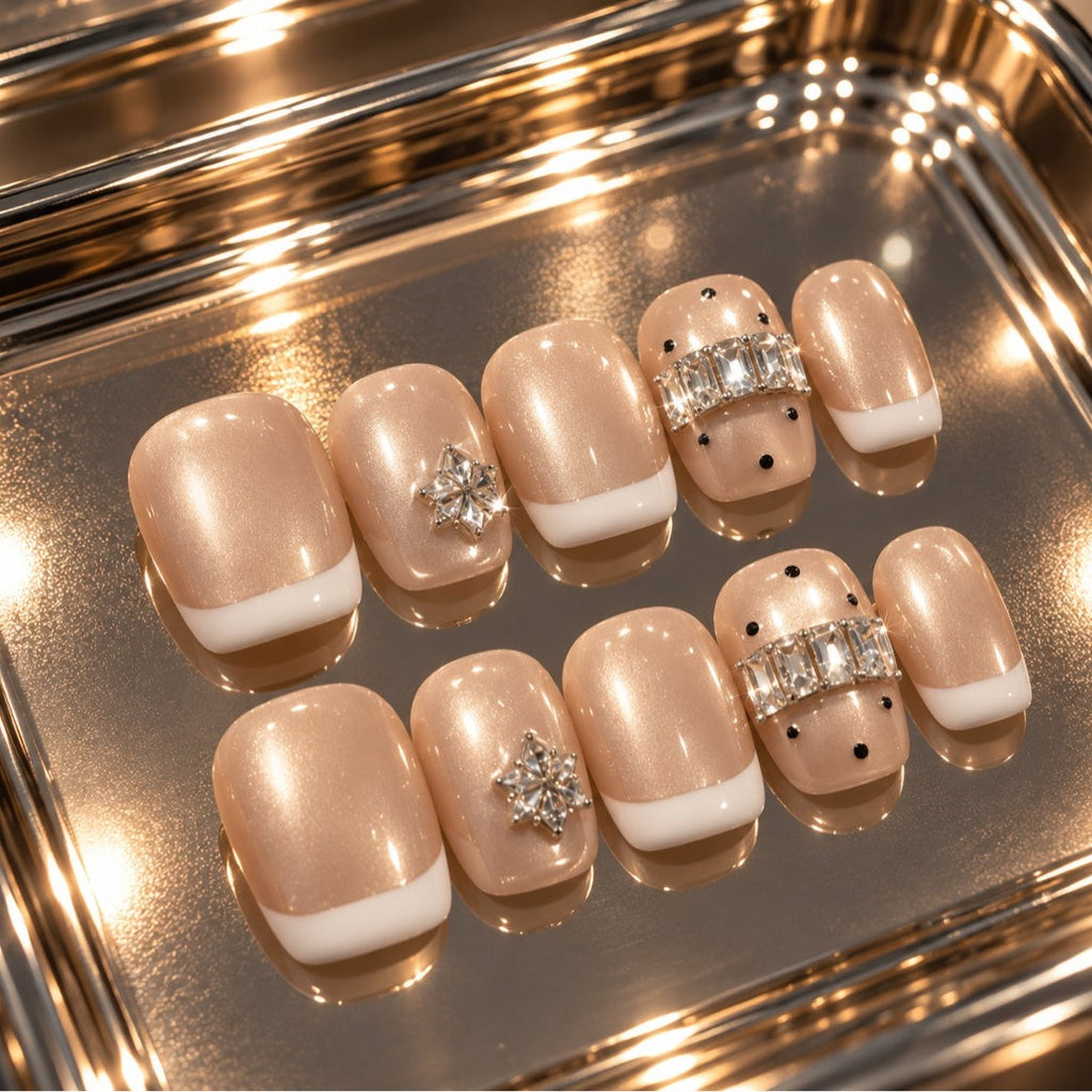 Champagne Starlight press-on nails