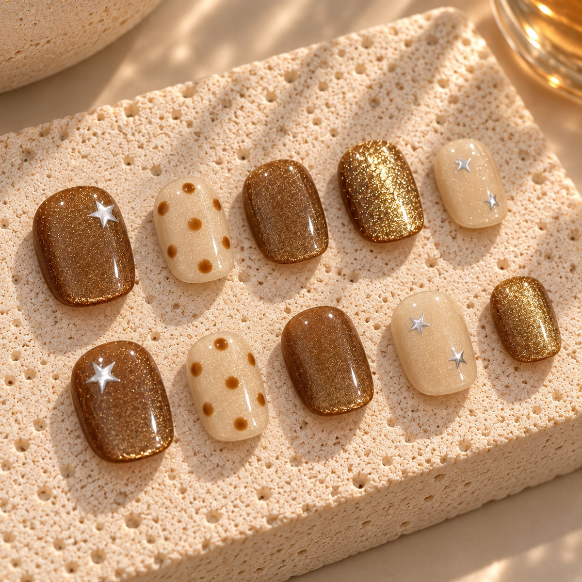 Cocoa Cosmos press-on nails