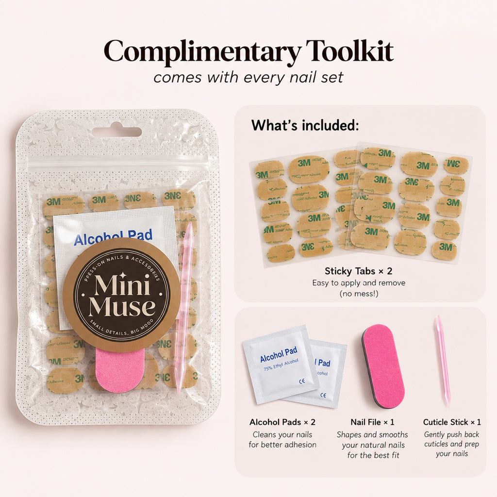 Complimentary toolkit included with every Mini Muse nail set