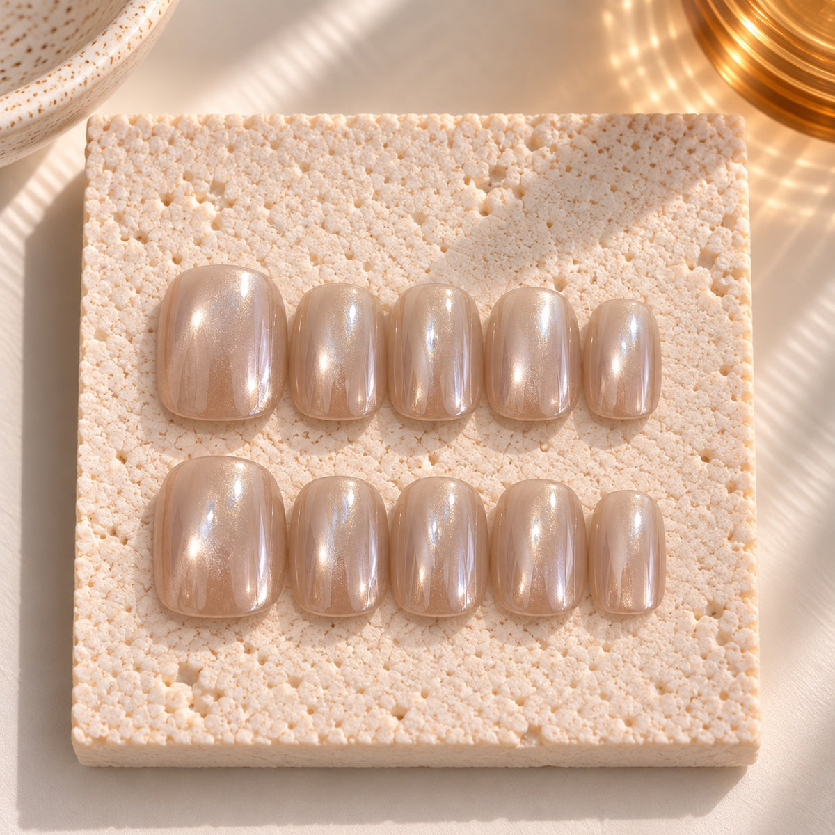 Pearl Veil press-on nails styled